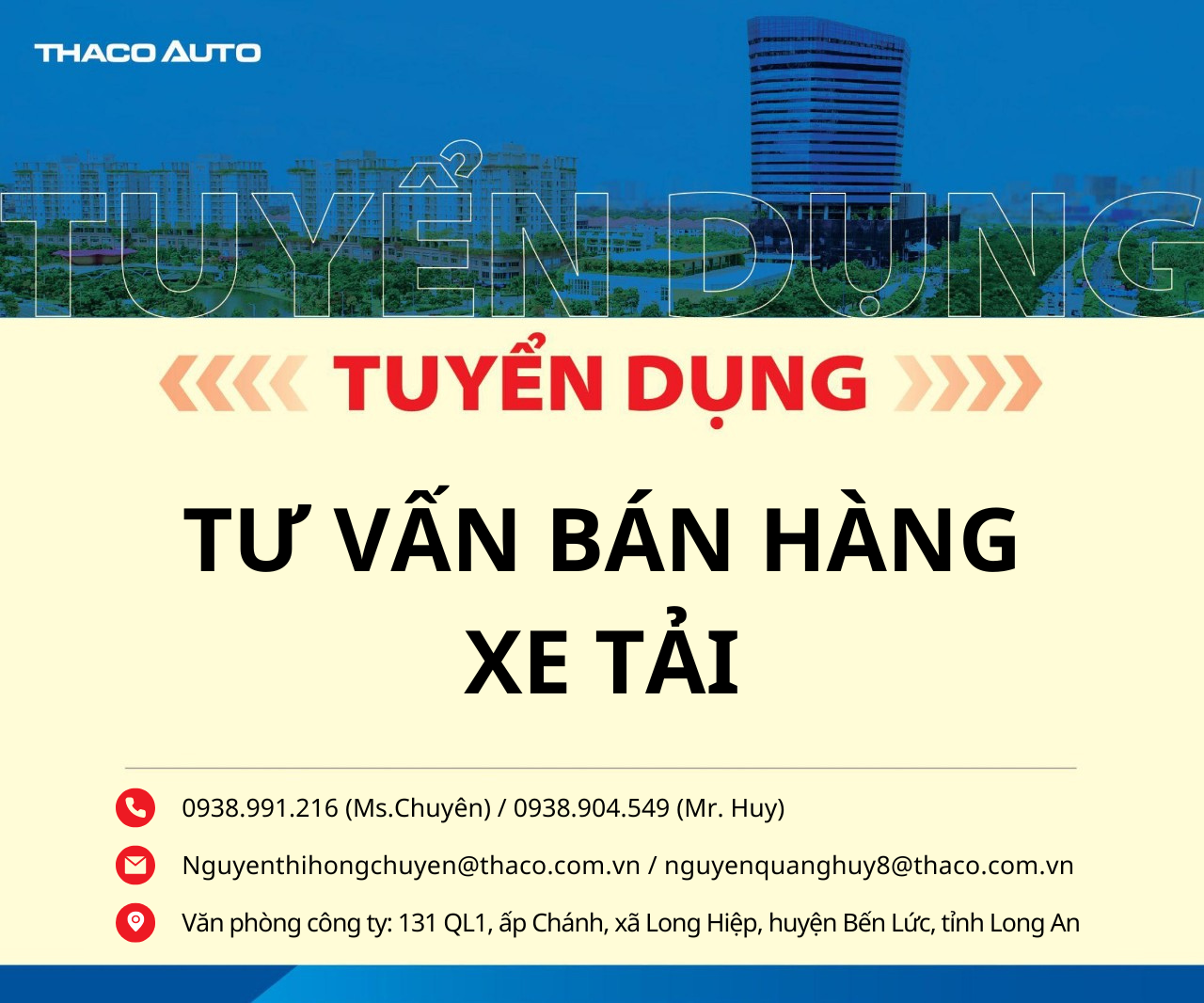 THACO AUTO LONG AN - TUYỂN DỤNG