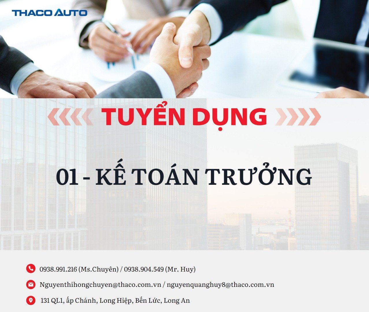 THACO AUTO LONG AN – TUYỂN DỤNG