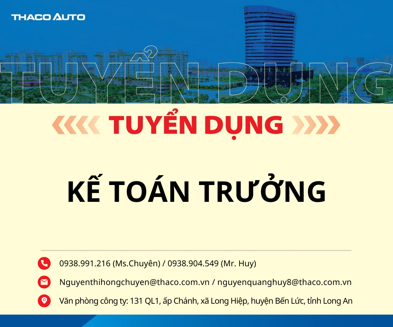 THACO AUTO LONG AN – TUYỂN DỤNG