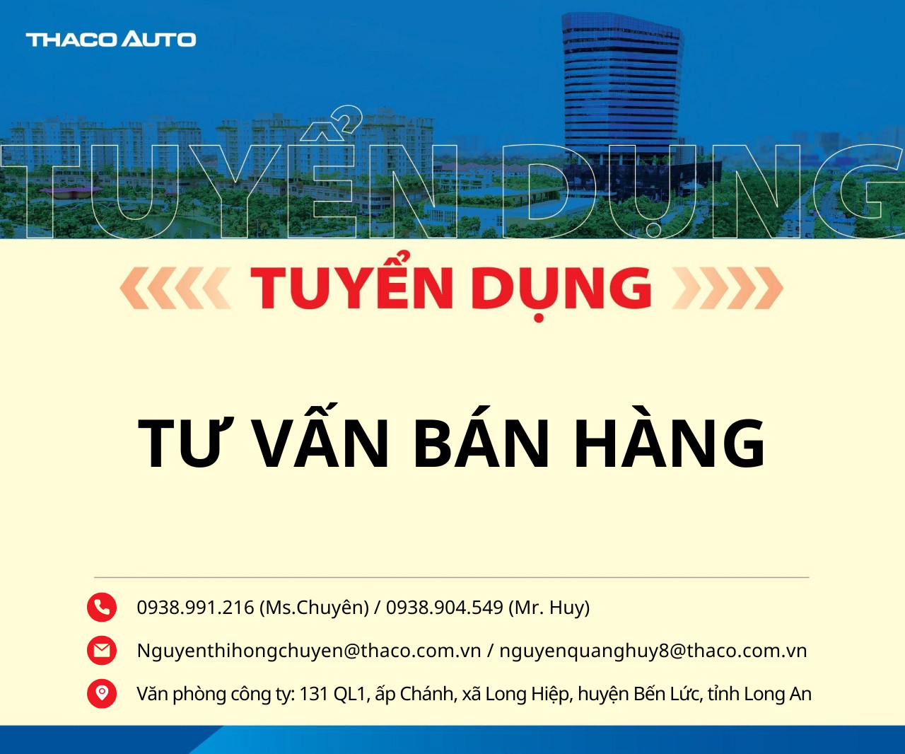 THACO AUTO LONG AN – TUYỂN DỤNG